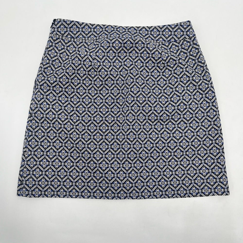 Loft Geometric Floral Pattern Polyester Blend Straight Cut Mini Skirt Size 4 - Picture 5 of 10
